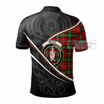Boyd Tartan Family Crest Polo Shirt Celtic Scottish Thistle Floral