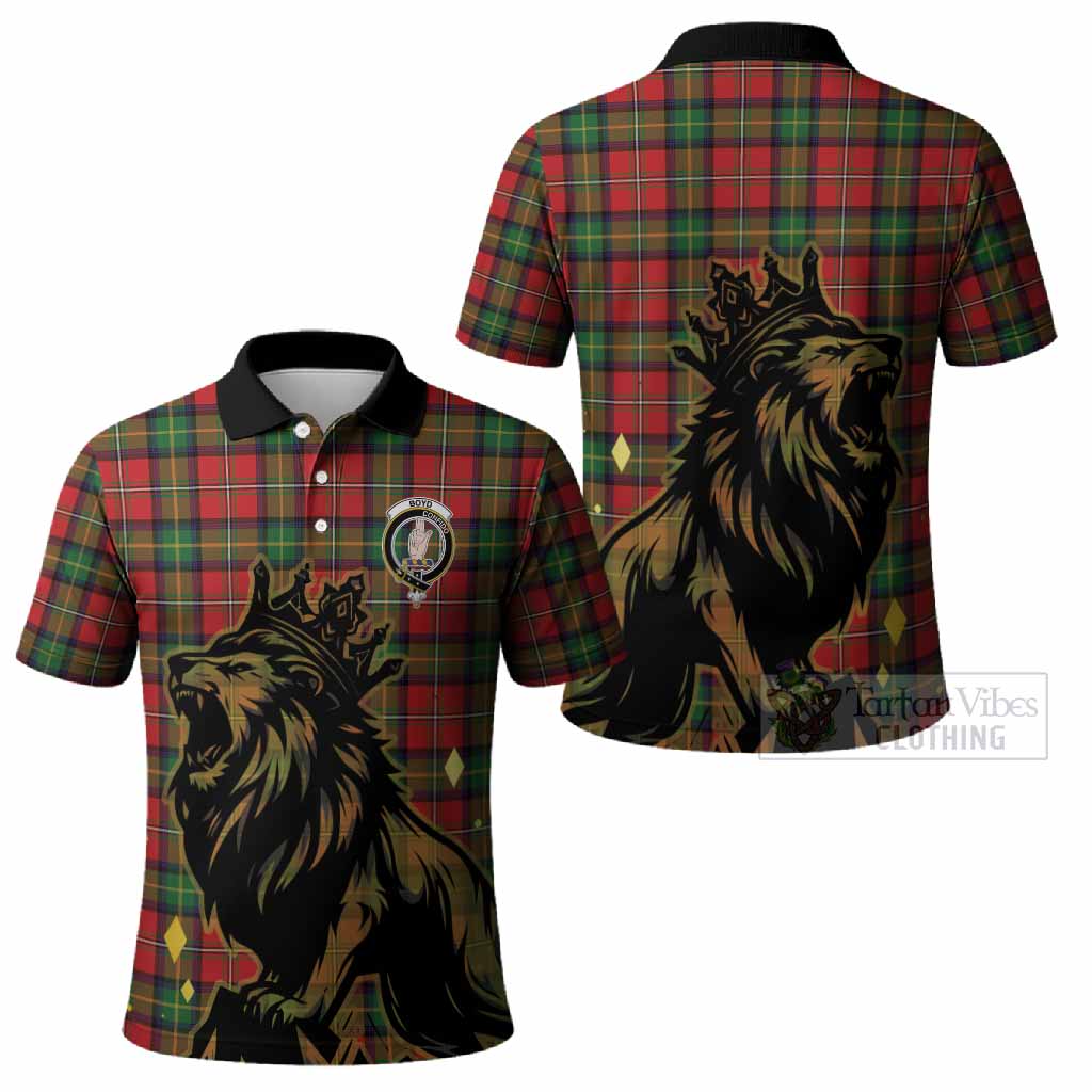 Boyd Tartan Family Crest Polo Shirt Crowned Lion Roaring