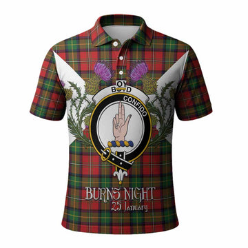 Boyd Tartan Family Crest Polo Shirt Scottish Burns Night Thistle Floral
