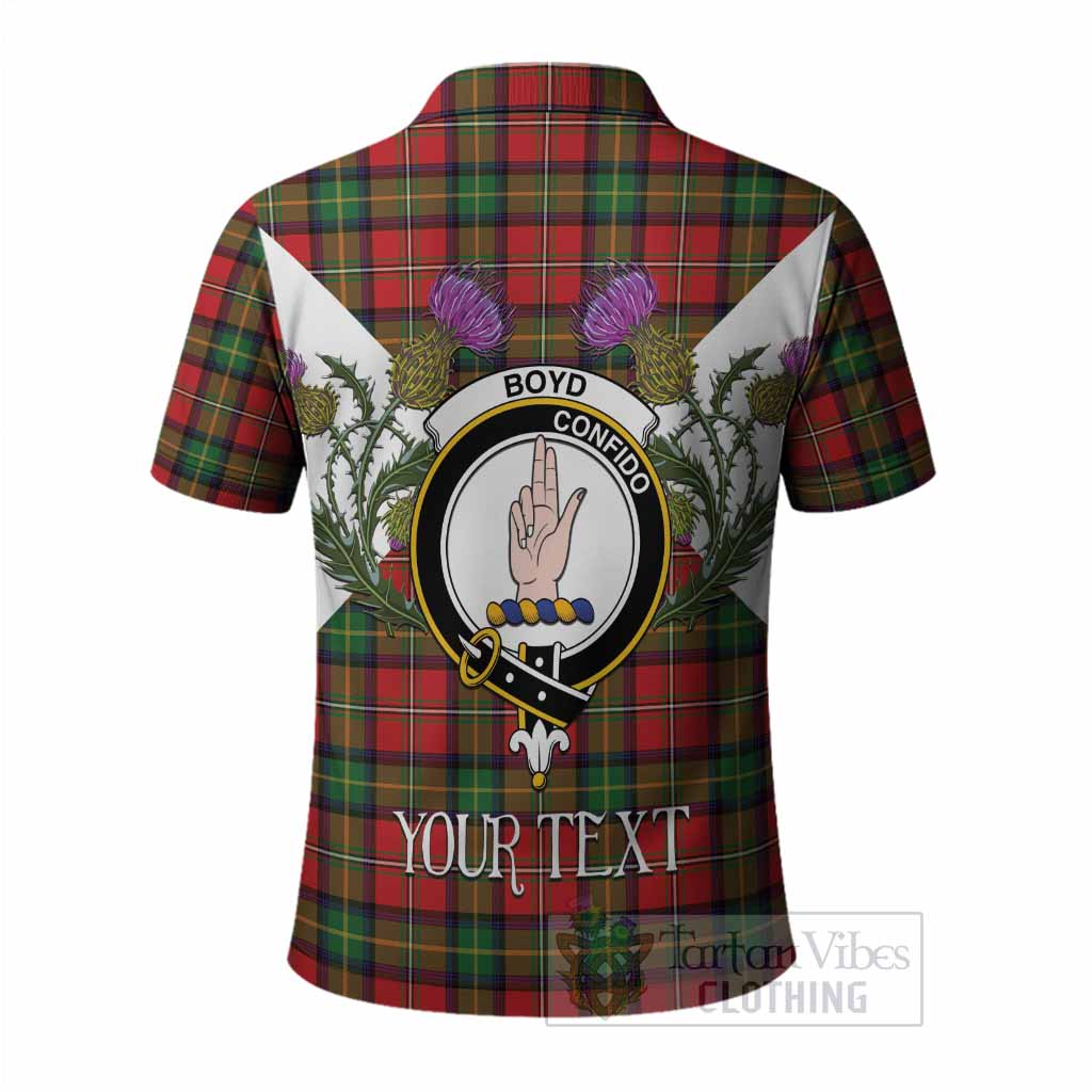 Boyd Tartan Family Crest Polo Shirt Scottish Burns Night Thistle Floral