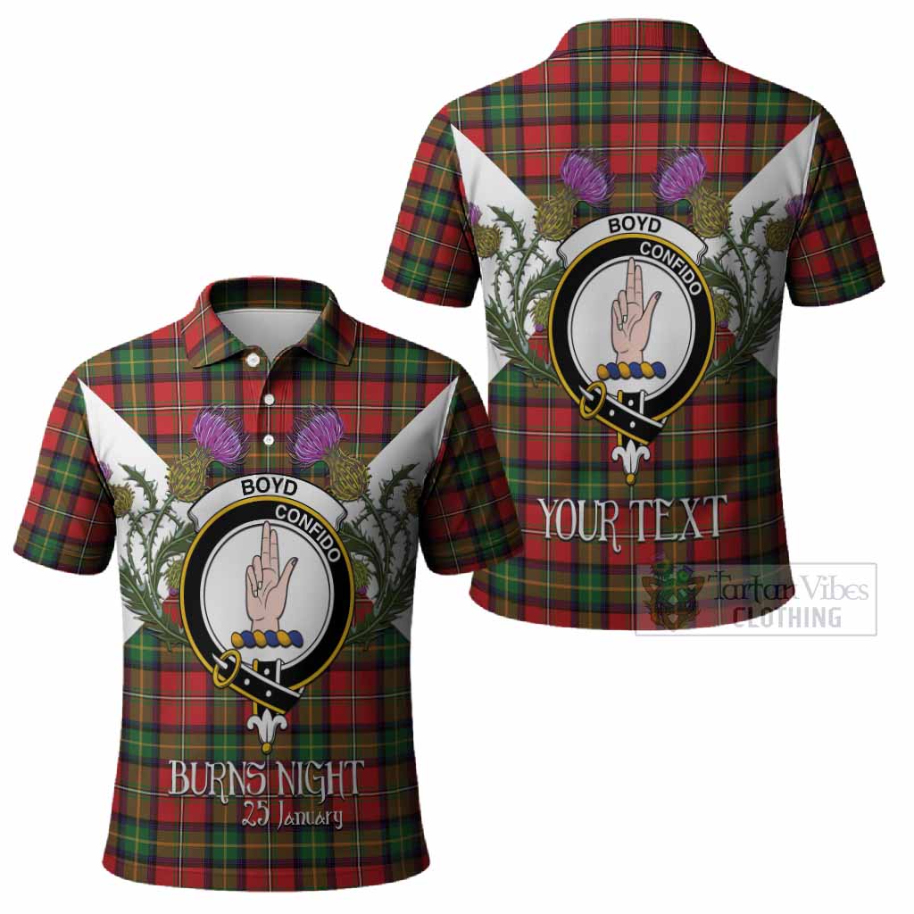 Boyd Tartan Family Crest Polo Shirt Scottish Burns Night Thistle Floral