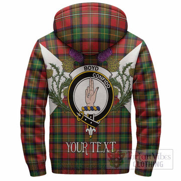 Boyd Tartan Family Crest Sherpa Hoodie Scottish Burns Night Thistle Floral