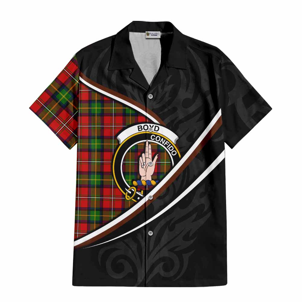 Boyd Tartan Family Crest Short Sleeve Button Shirt Celtic Scottish Thistle Floral - Tartan Vibes Clothing
