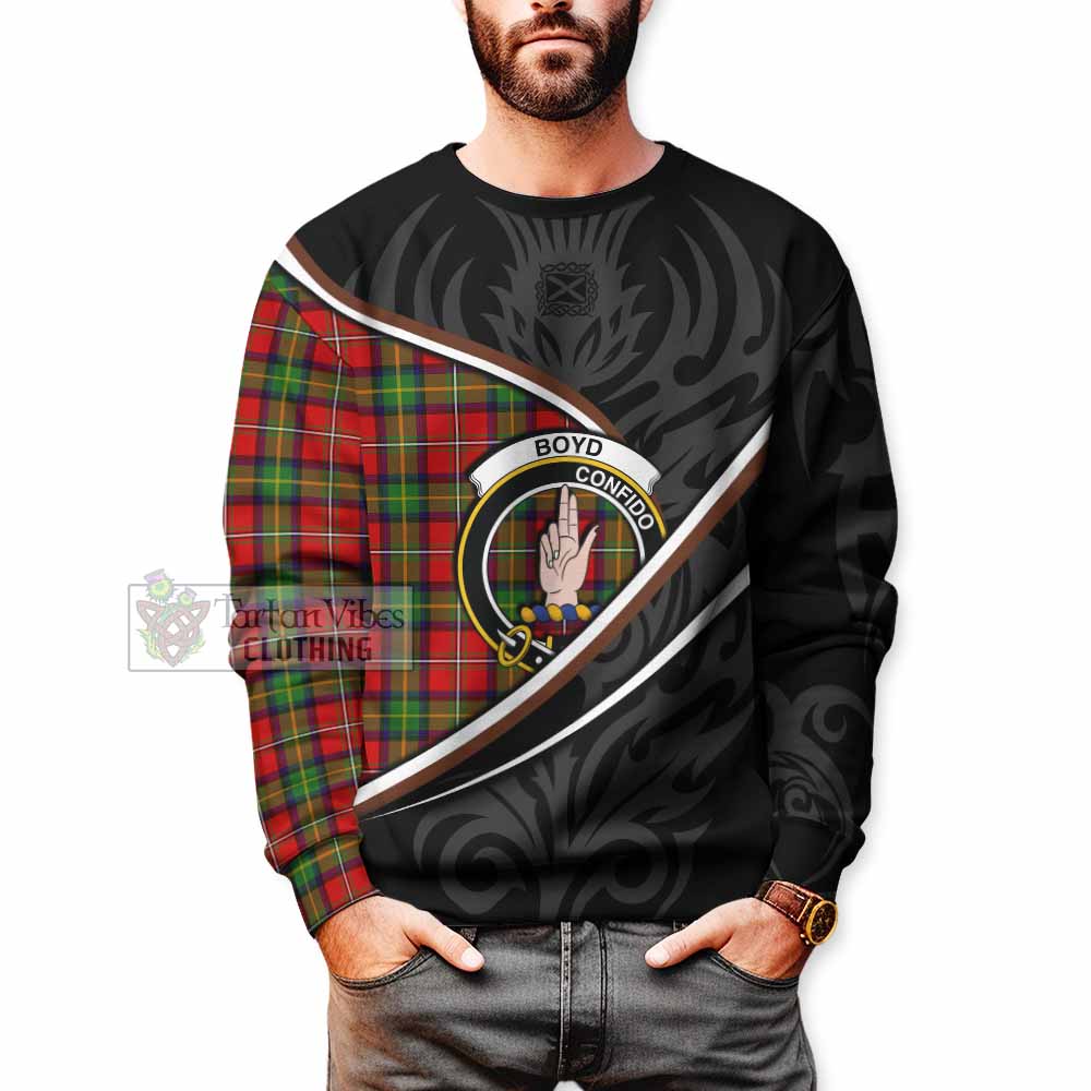 Boyd Tartan Family Crest Sweatshirt Celtic Scottish Thistle Floral - Tartan Vibes Clothing