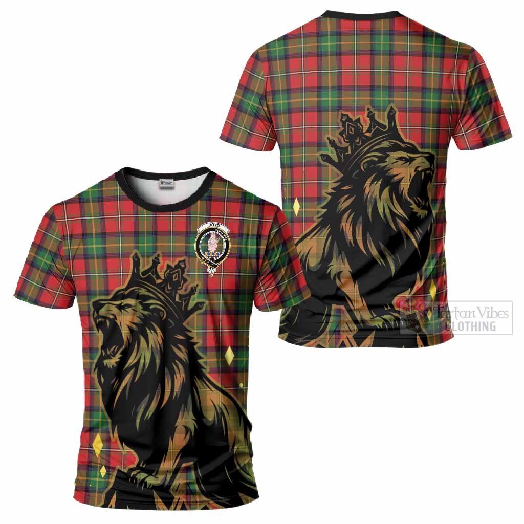 Boyd Tartan Family Crest T-Shirt Crowned Lion Roaring