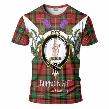 Boyd Tartan Family Crest T-Shirt Scottish Burns Night Thistle Floral