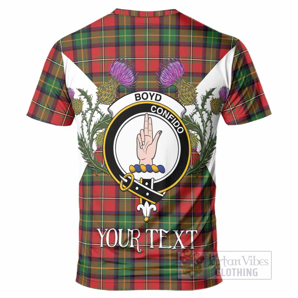 Boyd Tartan Family Crest T-Shirt Scottish Burns Night Thistle Floral