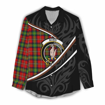 Boyd Tartan Family Crest Women Casual Shirt Celtic Scottish Thistle Floral - Tartan Vibes Clothing