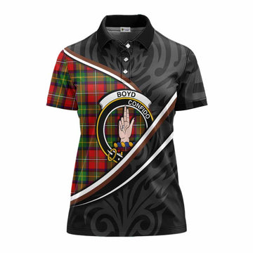 Boyd Tartan Family Crest Women's Polo Shirt Celtic Scottish Thistle Floral
