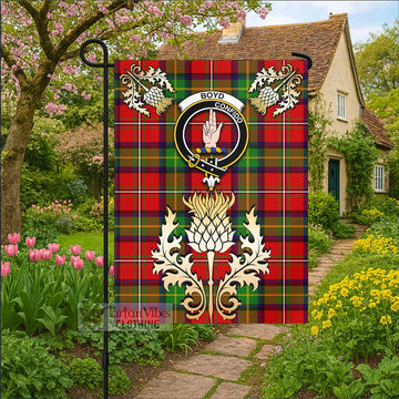 Boyd Tartan Garden Flag with Golden Regal Scottish Thistle Emblem