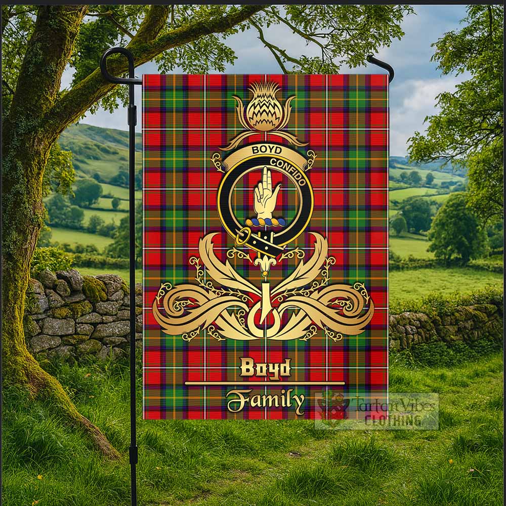 Boyd Tartan Garden Flag with Highland Thistle Cherish Family Crest Style - Tartan Vibes Clothing