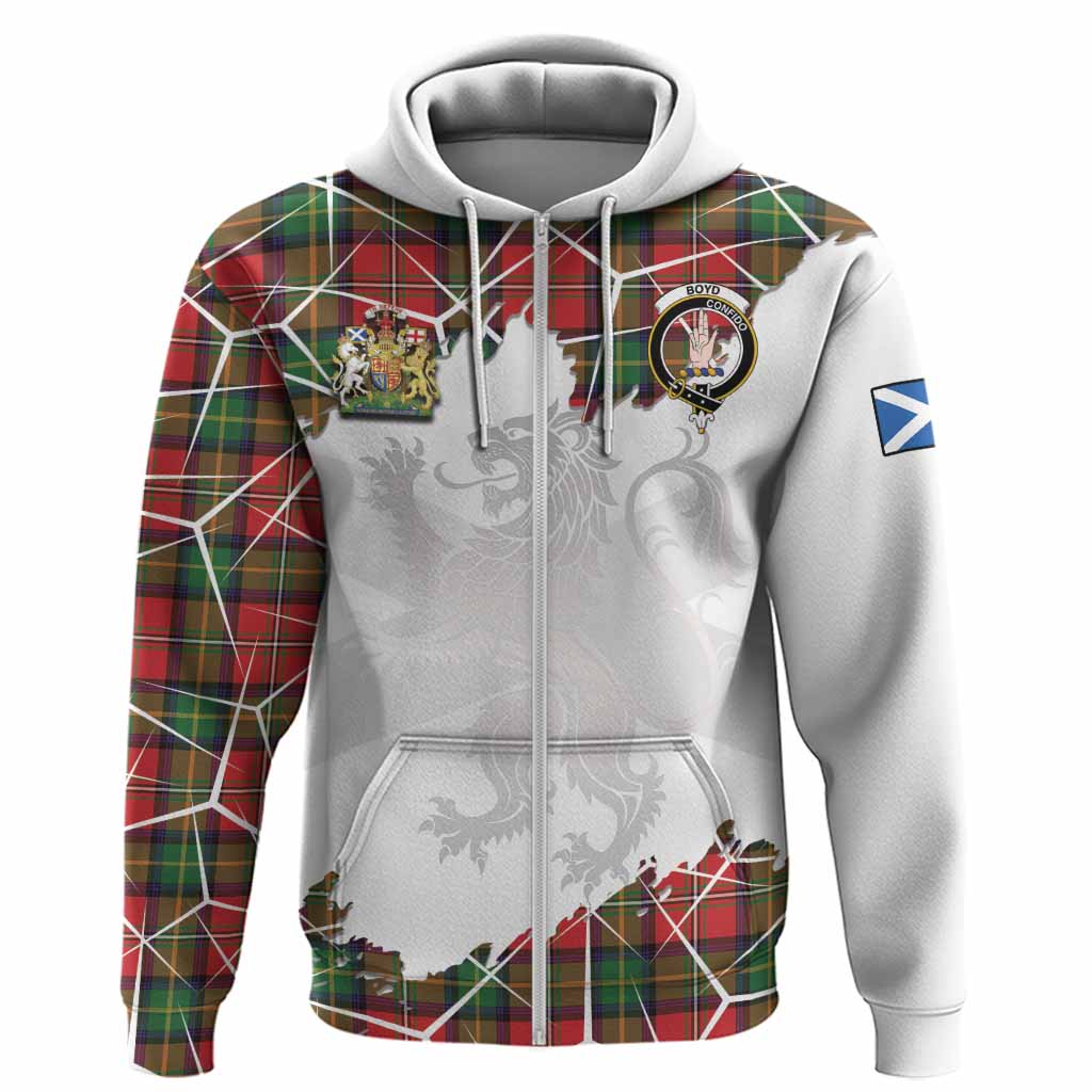 Boyd Tartan Hoodie with Family Crest and Lion Rampant Grunge Style