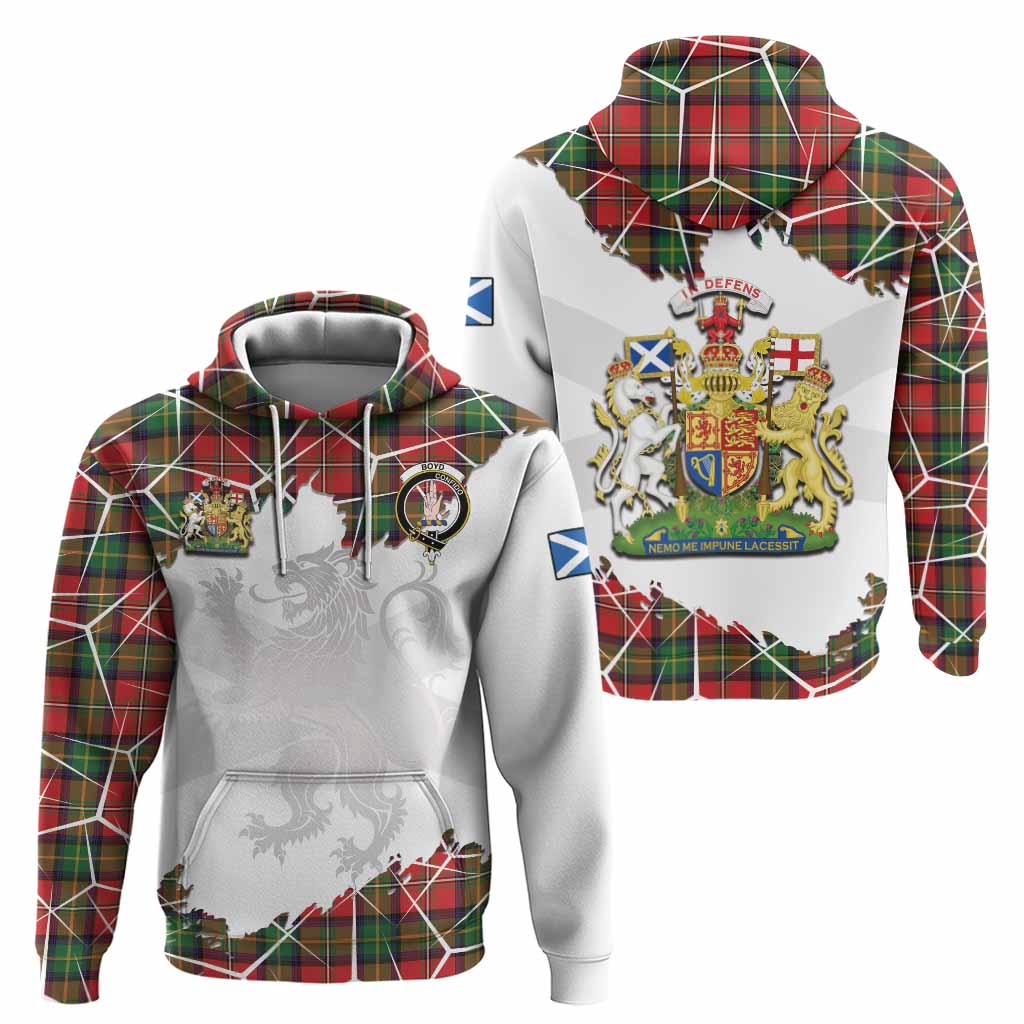 Boyd Tartan Hoodie with Family Crest and Lion Rampant Grunge Style