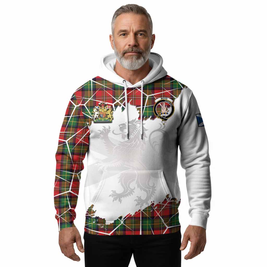 Boyd Tartan Hoodie with Family Crest and Lion Rampant Grunge Style