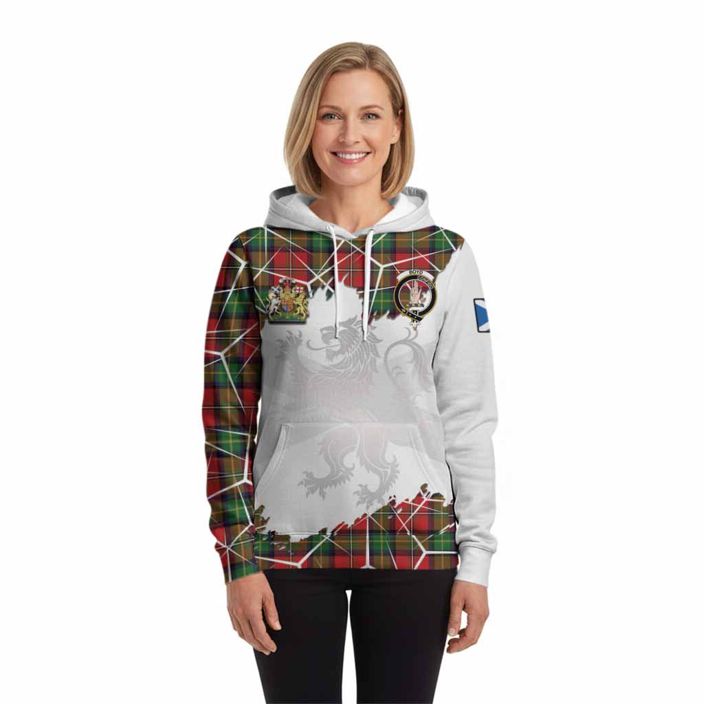 Boyd Tartan Hoodie with Family Crest and Lion Rampant Grunge Style