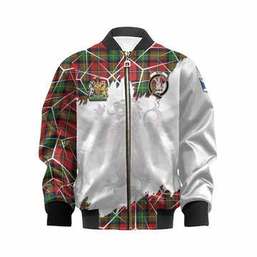 Boyd Tartan Kid Bomber Jacket with Family Crest and Lion Rampant Grunge Style