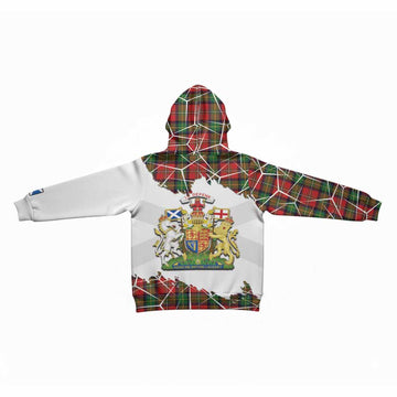 Boyd Tartan Kid Hoodie with Family Crest and Lion Rampant Grunge Style