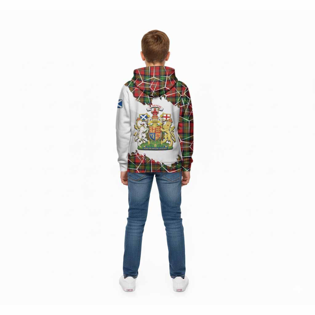 Boyd Tartan Kid Hoodie with Family Crest and Lion Rampant Grunge Style