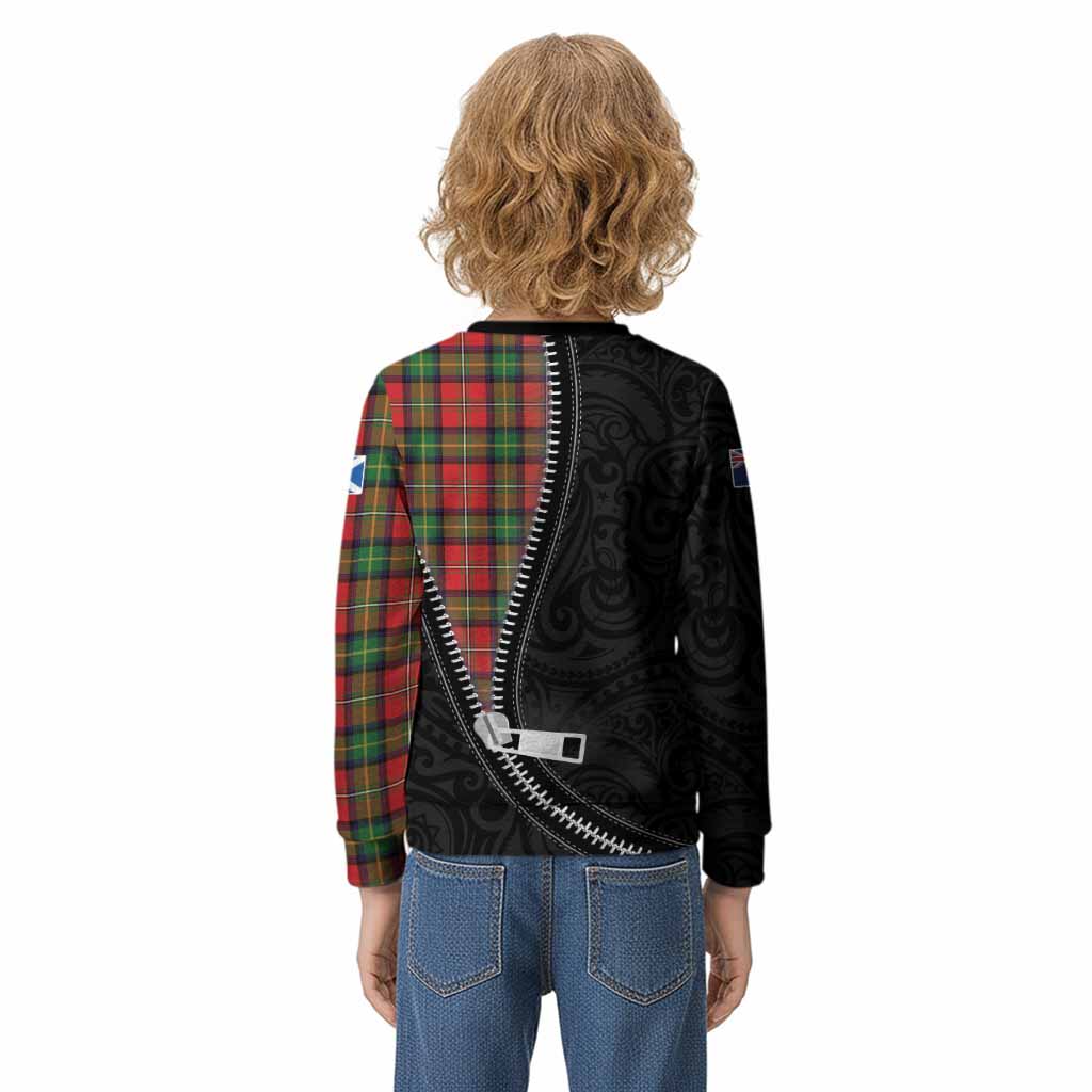Boyd Tartan Kid Knitted Sweatshirt New Zealand Pattern Unique Zipper Stylized