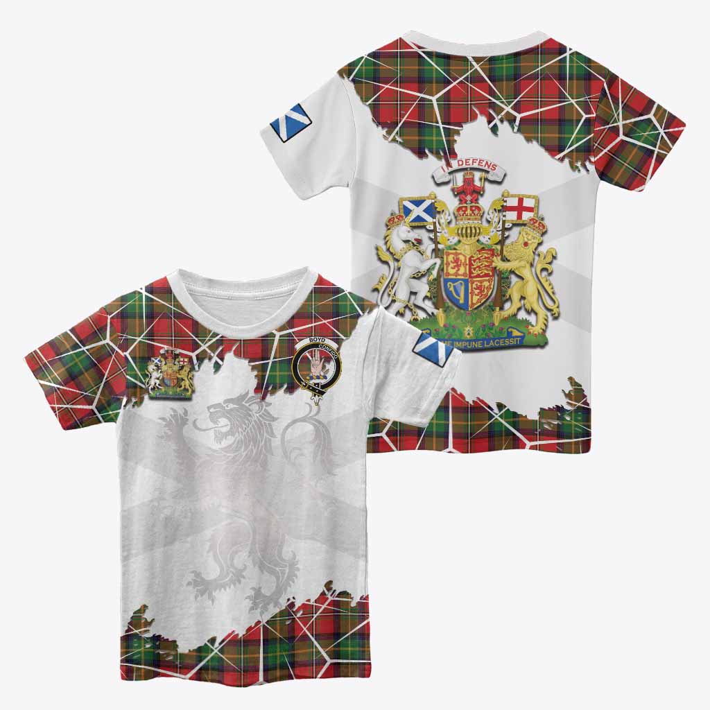 Boyd Tartan Kid T-shirt with Family Crest and Lion Rampant Grunge Style