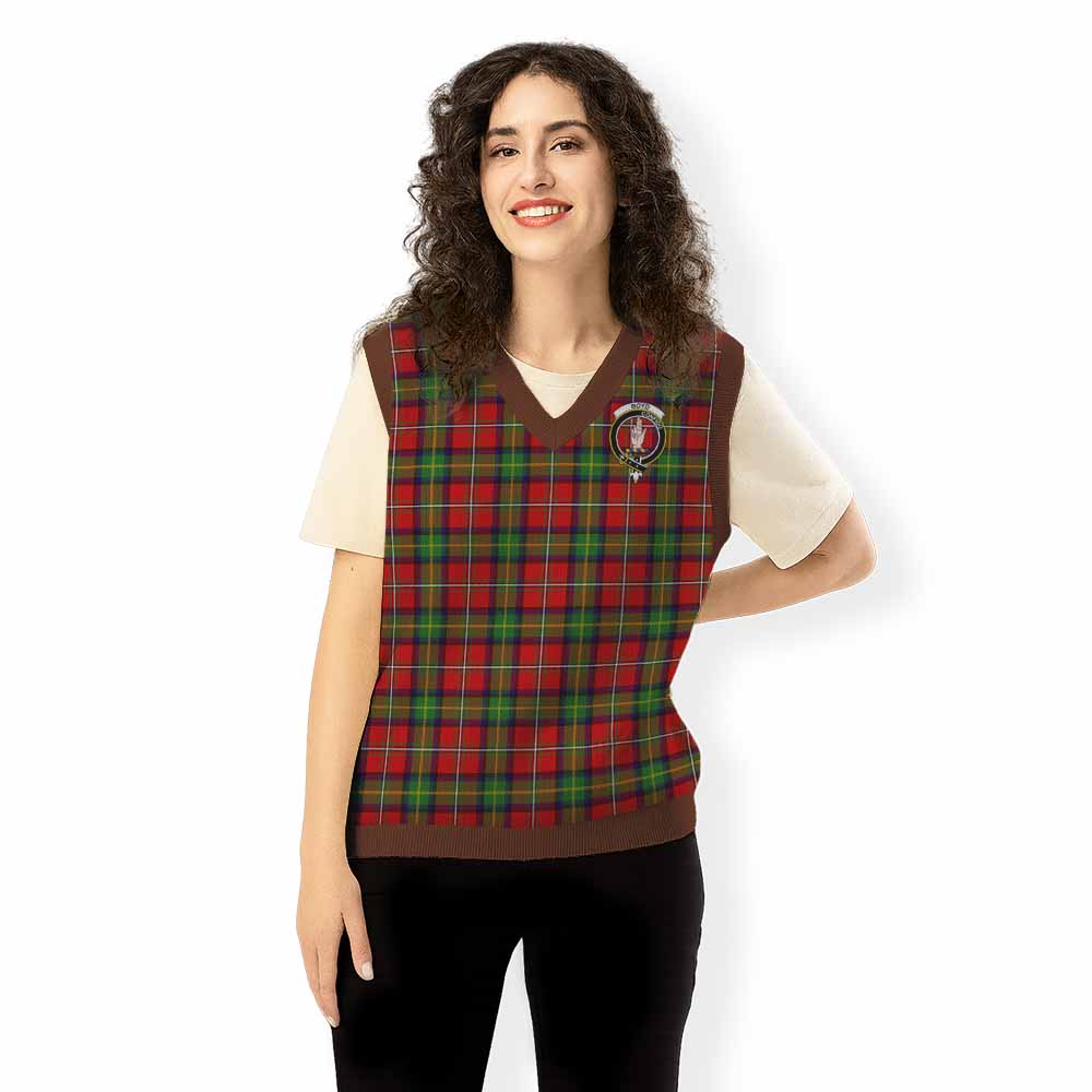 Boyd Tartan Knitted V-Neck Vest with Family Crest - Tartan Vibes Clothing