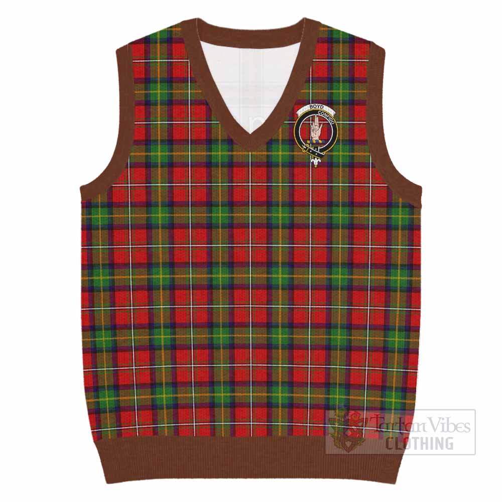 Boyd Tartan Knitted V-Neck Vest with Family Crest - Tartan Vibes Clothing