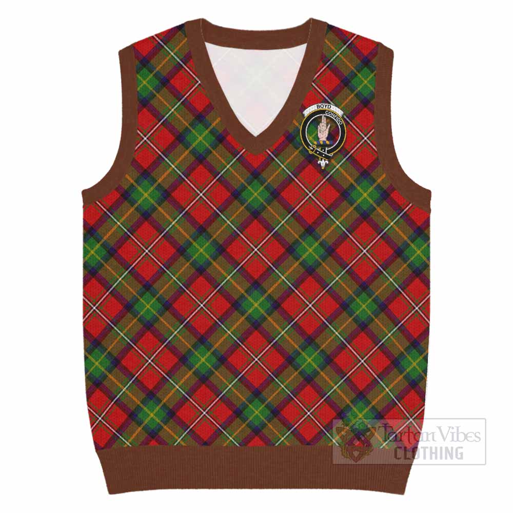 Boyd Tartan Knitted V-Neck Vest with Family Crest Cross Style