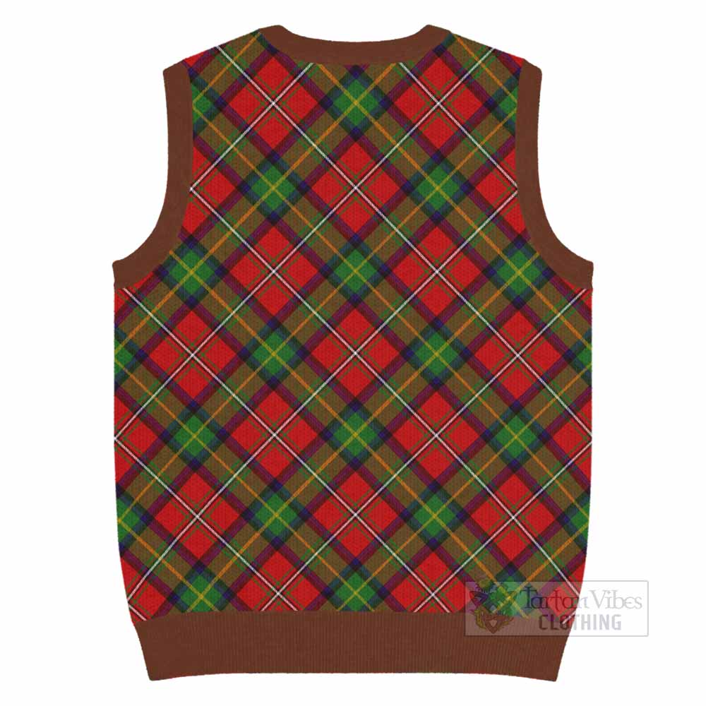Boyd Tartan Knitted V-Neck Vest with Family Crest Cross Style