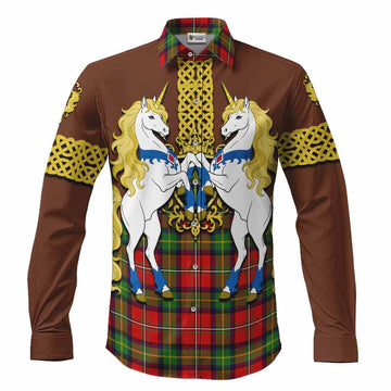 Boyd Tartan Long Sleeve Button Shirts Unicorn Celtic Knot And Thistle Emblem