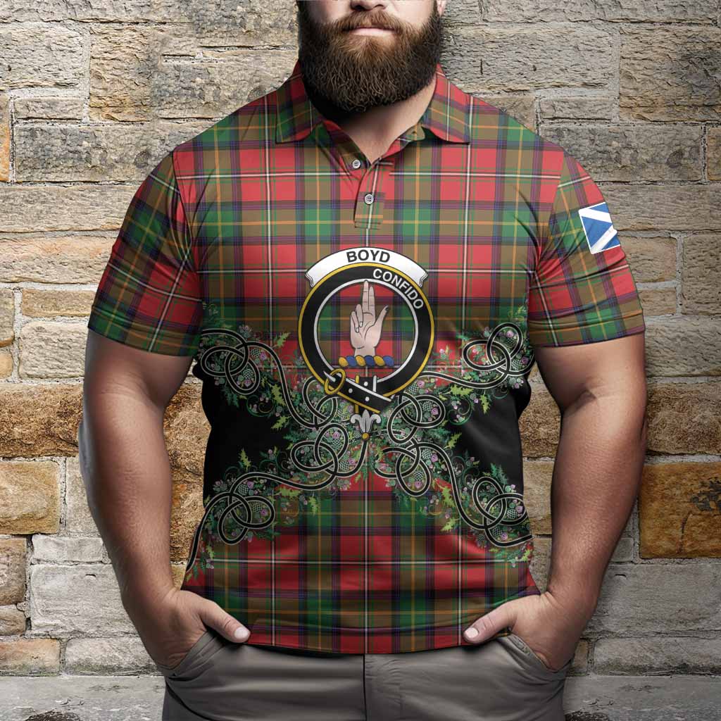 Boyd Tartan Polo Shirt Thistle Scottish Spirit