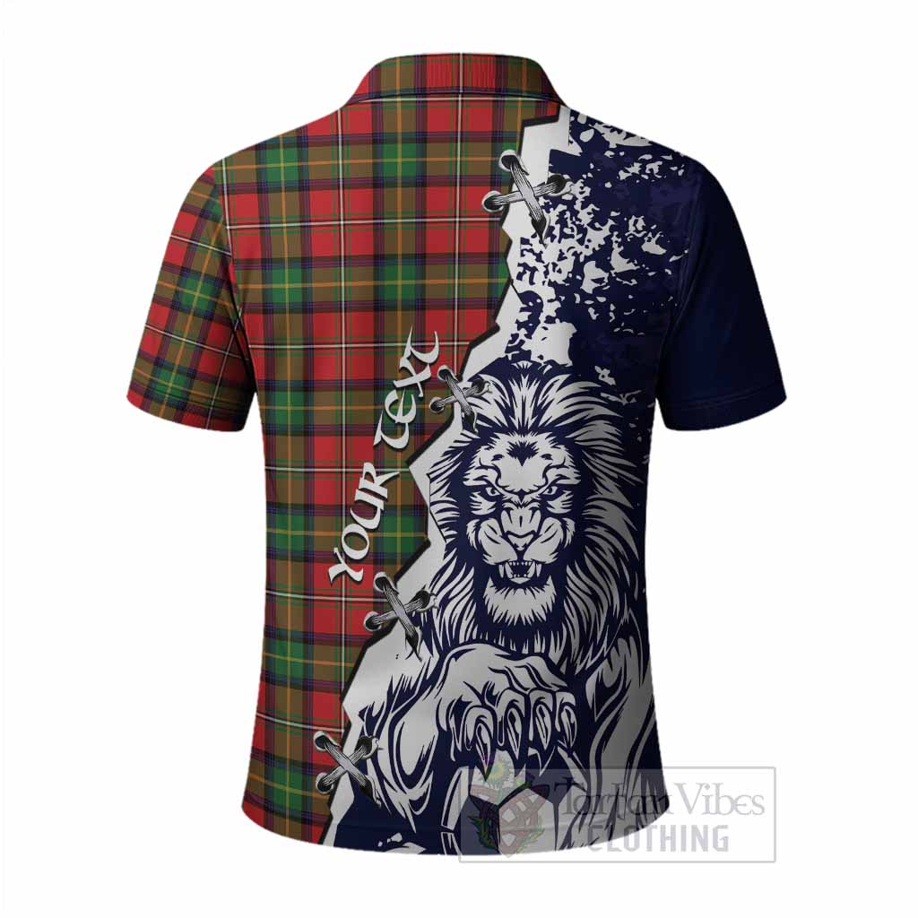 Boyd Tartan Scottish Polo Shirt Angry Lion With Soccer Ball Style