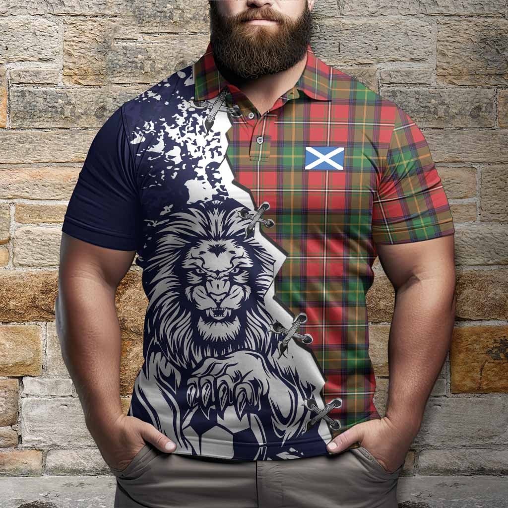 Boyd Tartan Scottish Polo Shirt Angry Lion With Soccer Ball Style