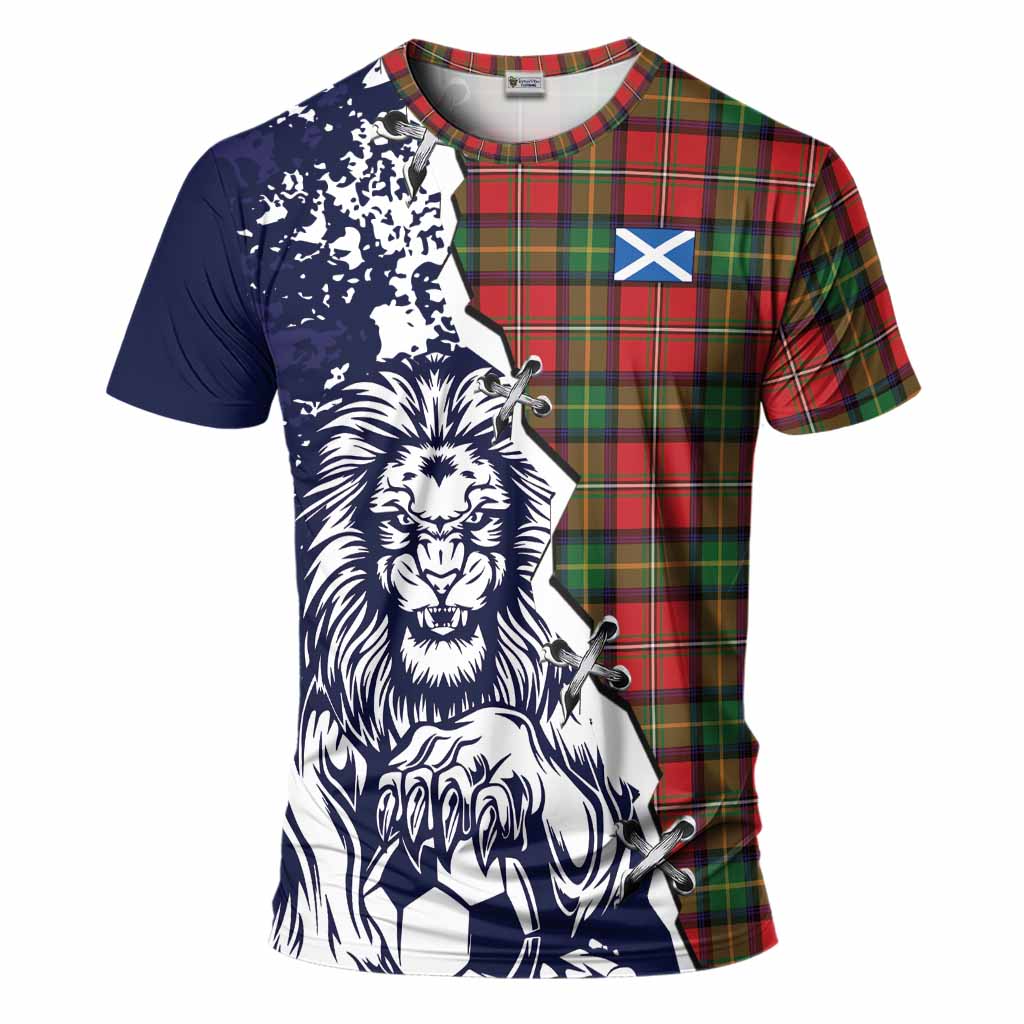 Boyd Tartan Scottish T-Shirt Angry Lion With Soccer Ball Style