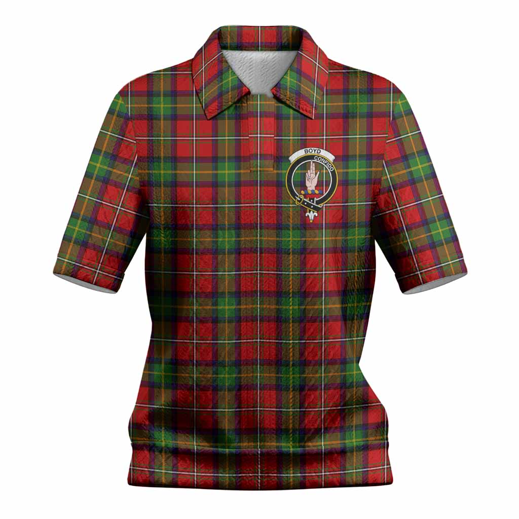 Boyd Tartan Women’s Polo Sweater Top with Family Crest