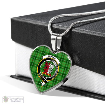 Boyle Tartan Heart Necklace with Family Crest Luxury Necklace (Silver) No - Tartan Vibes Clothing