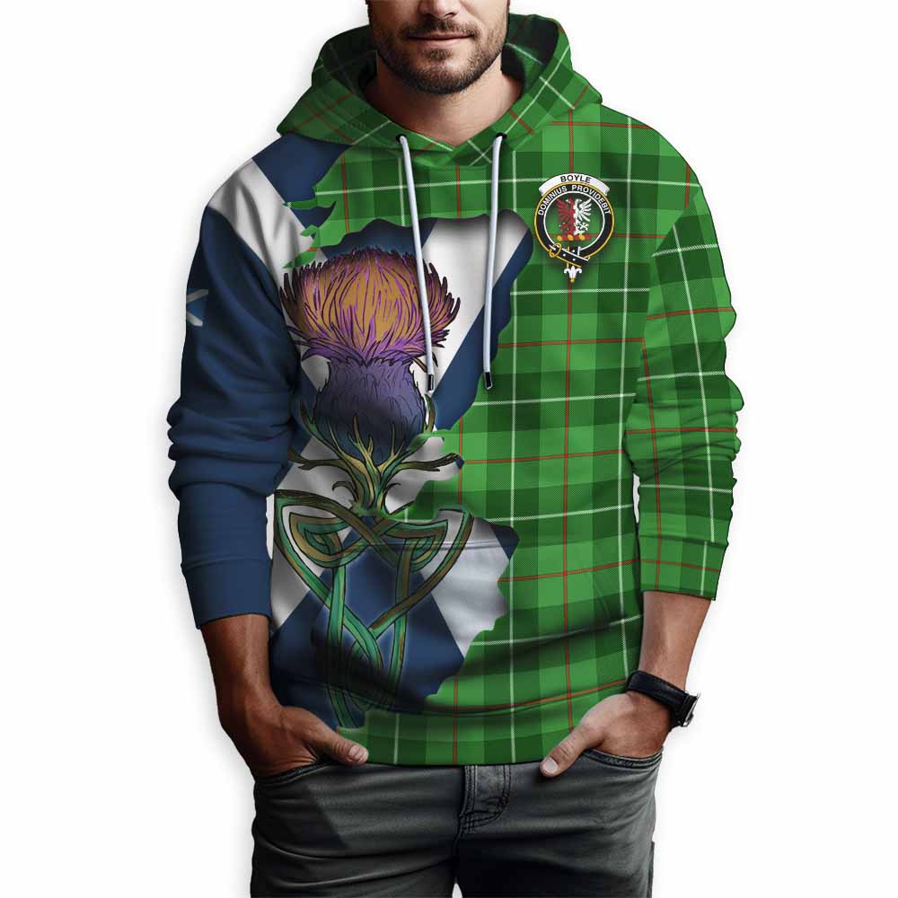 Tartan Vibes Clothing Boyle Tartan Family Crest Hoodie Scottish Thistle Celtic Inspired