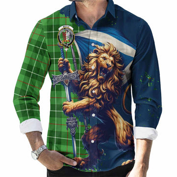 Tartan Vibes Clothing Boyle Tartan Family Crest Long Sleeve Button Shirt with Scottish Majestic Lion