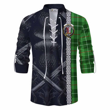 Boyle Tartan Ghillie Kilt Shirt with Family Crest Cross Sword Thistle Celtic Vibes Men - Tartan Vibes Clothing