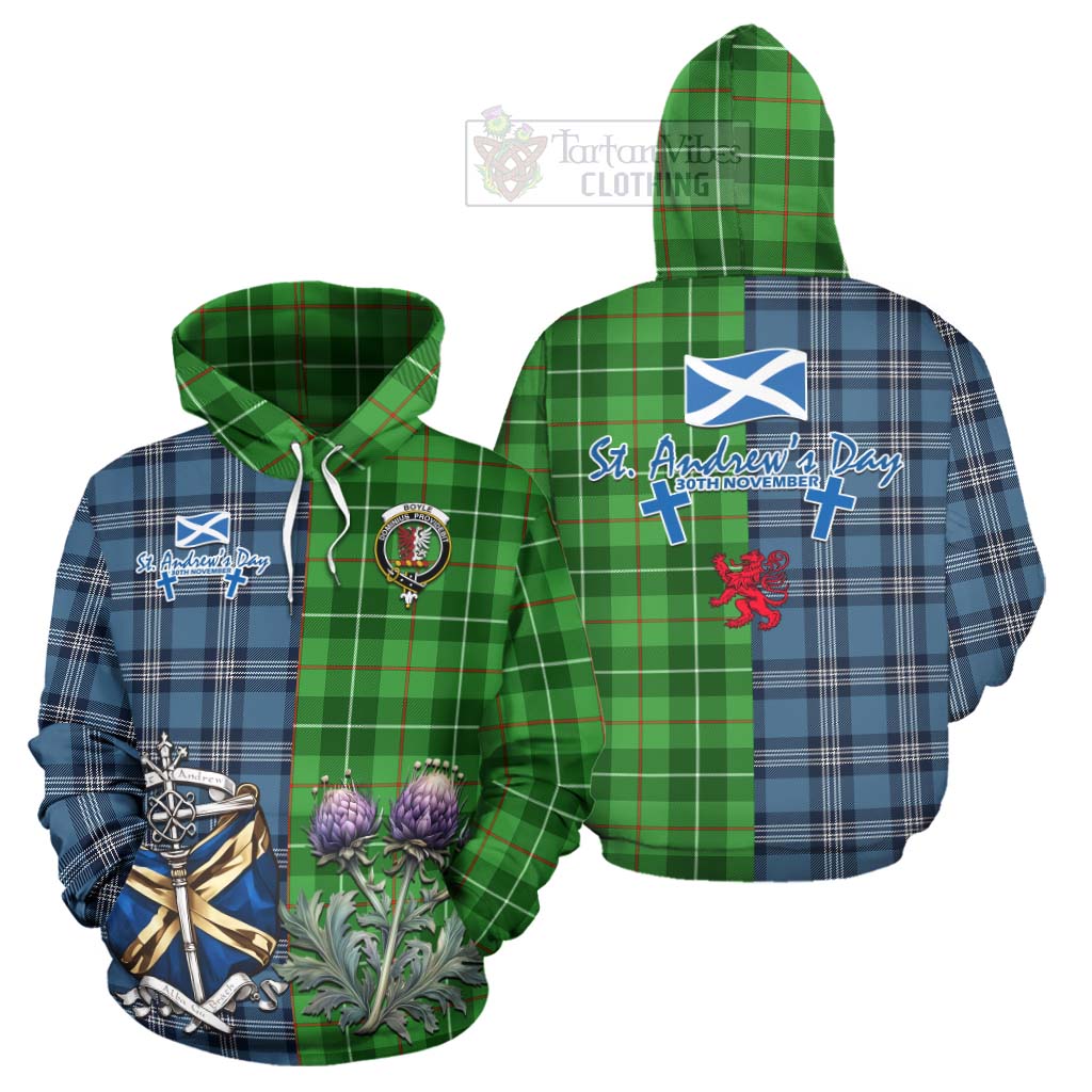 Boyle Tartan Hoodie Happy St. Andrew's Day Half Tartan Style Zip Hoodie - Tartan Vibes Clothing