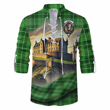 Boyle Tartan Family Crest Ghillie Kilt Shirt with Scottish Ancient Castle Style Men - Tartan Vibes Clothing