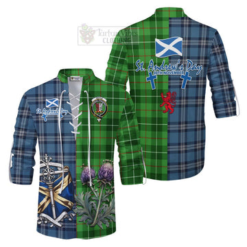 Boyle Tartan Ghillie Kilt Shirt Happy St. Andrew's Day Half Tartan Style Men - Tartan Vibes Clothing
