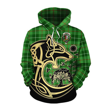 Boyle Tartan Cotton Hoodie with Family Crest Celtic Wolf Style Pullover Hoodie XS - Tartan Vibes Clothing