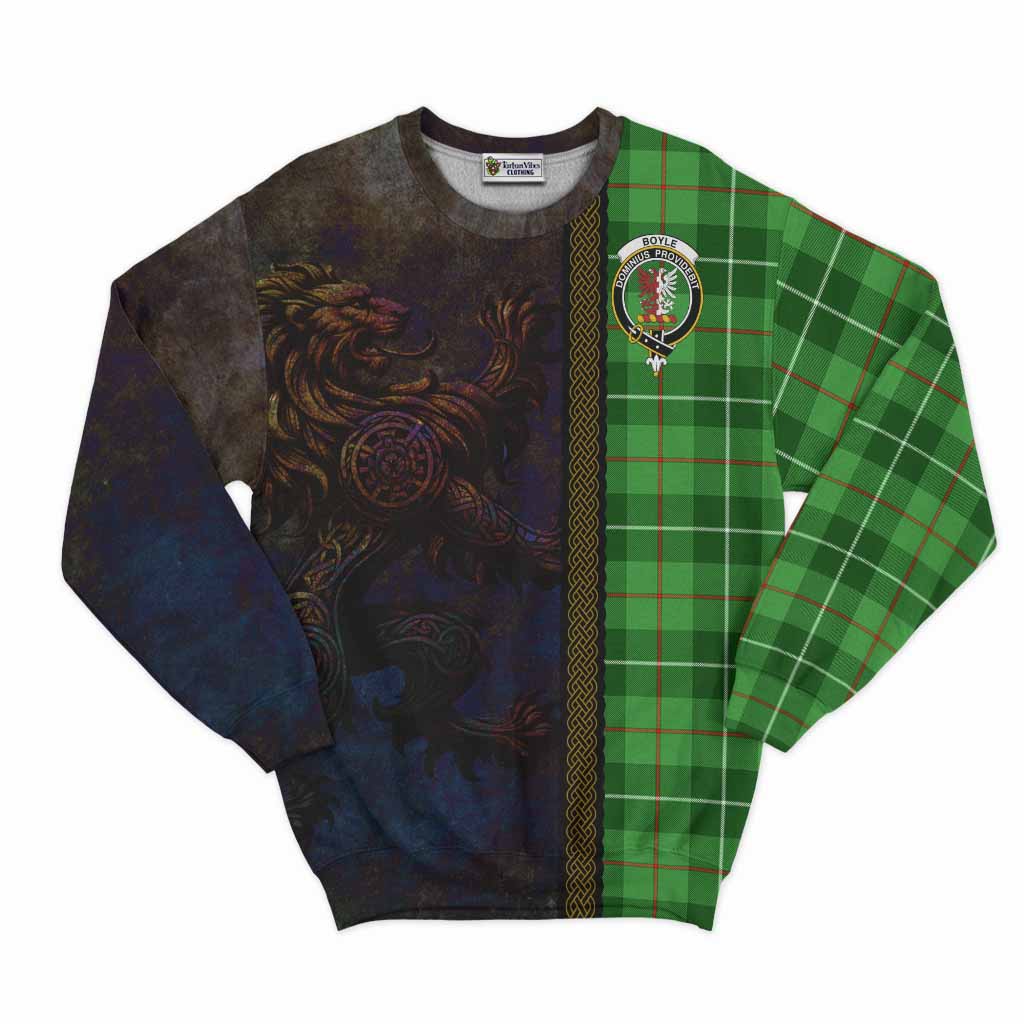 Boyle Tartan Family Crest Sweatshirt Alba Gu Brath Be Brave Lion Ancient Style Unisex - Tartan Vibes Clothing