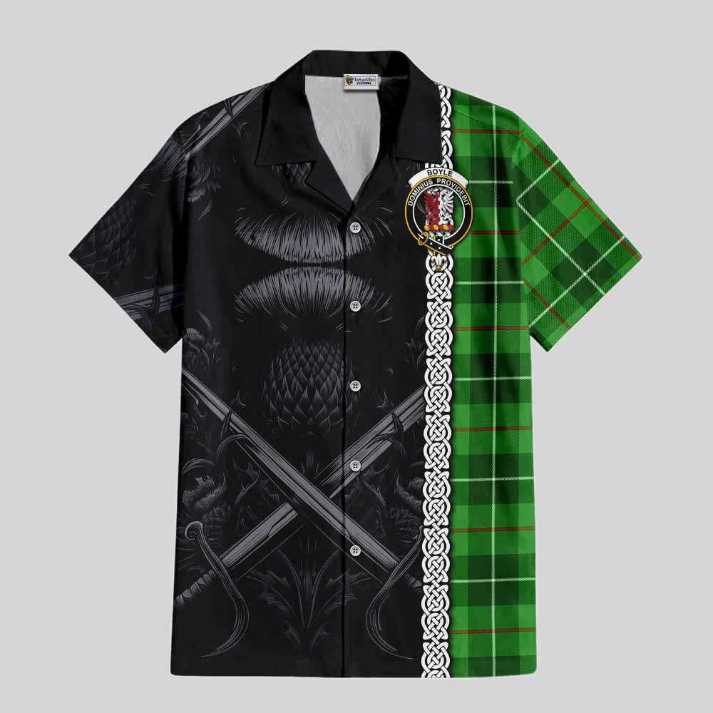 Boyle Tartan Hawaiian Shirt with Family Crest Cross Sword Thistle Celtic Vibes Kid - Tartan Vibes Clothing