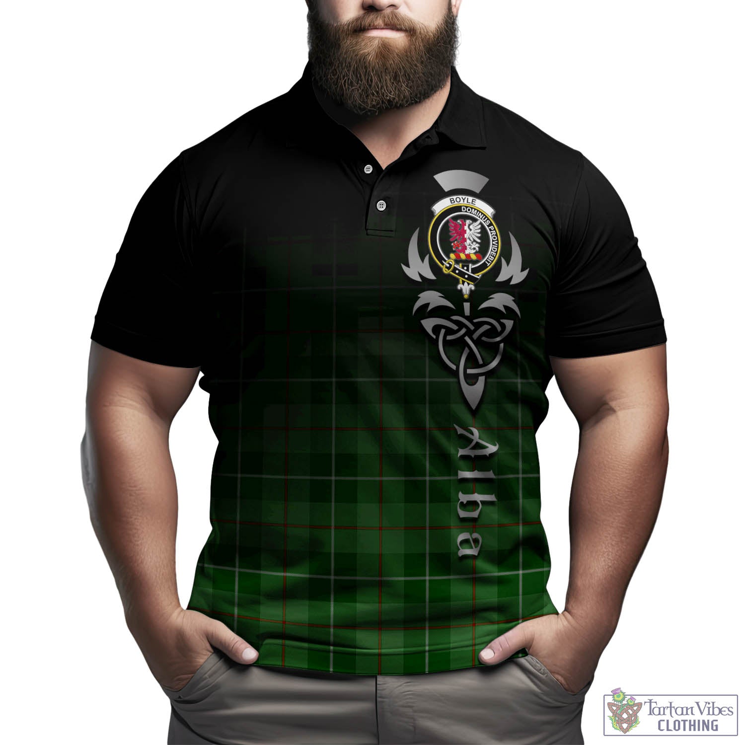 Tartan Vibes Clothing Boyle Tartan Polo Shirt Featuring Alba Gu Brath Family Crest Celtic Inspired