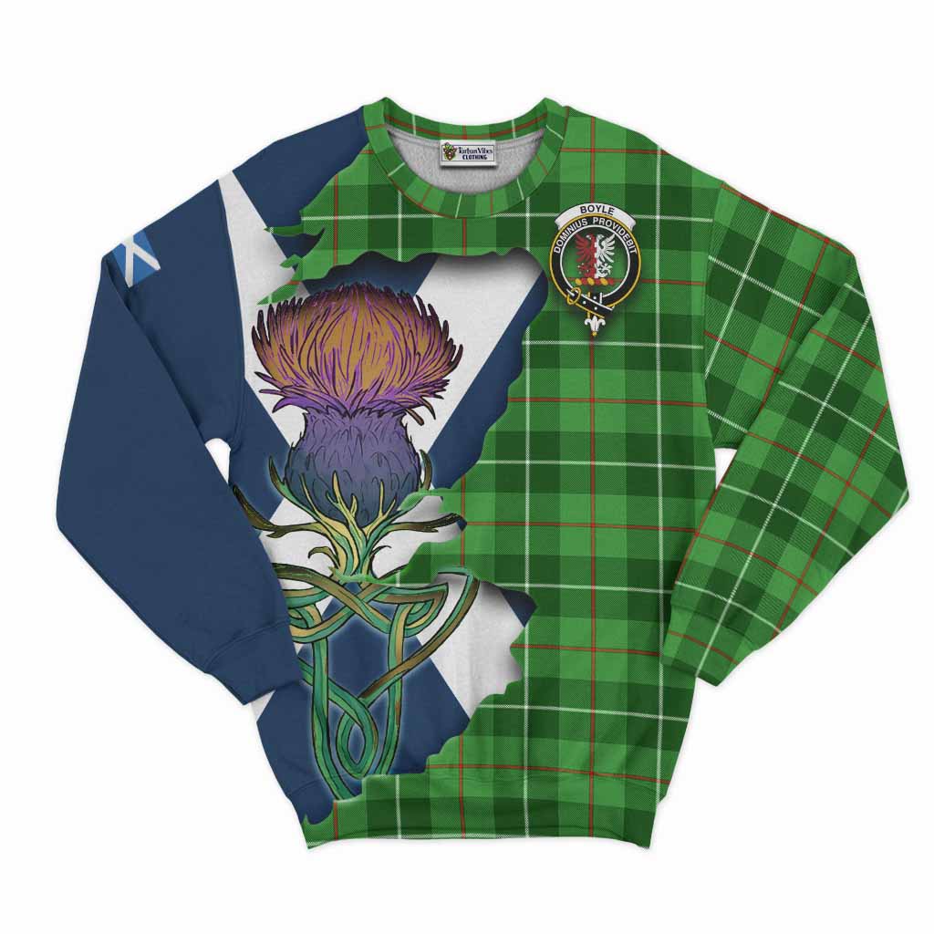 Tartan Vibes Clothing Boyle Tartan Family Crest Sweatshirt Scottish Thistle Celtic Inspired