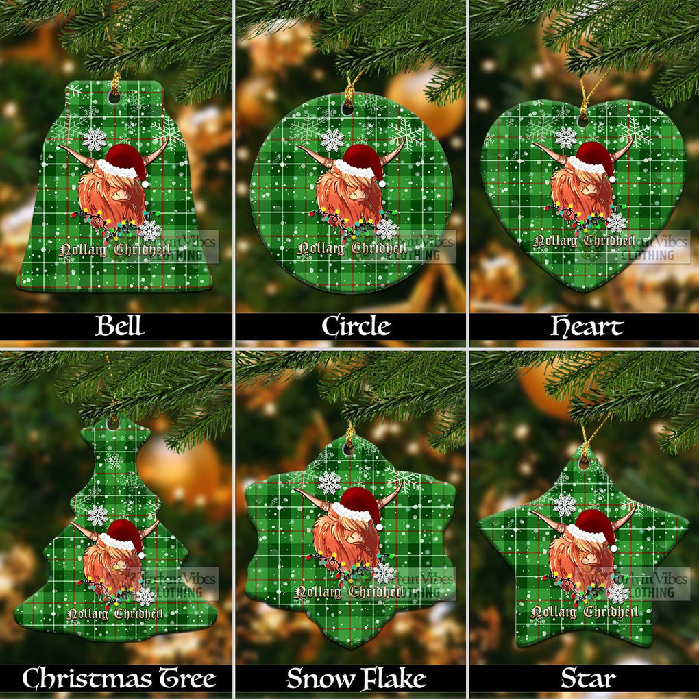 Boyle Tartan Christmas Ceramic Ornaments with Twinkle Highland Cattle Ceramic - Tartan Vibes Clothing