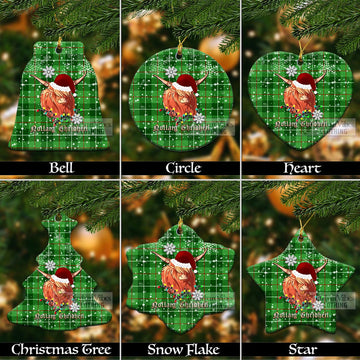 Boyle Tartan Christmas Ceramic Ornaments with Twinkle Highland Cattle Ceramic - Tartan Vibes Clothing
