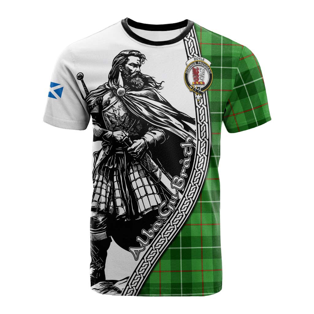 Boyle Tartan Clan Crest Cotton T-shirt with Highlander Warrior Celtic Style Kid's Shirt - Tartan Vibes Clothing