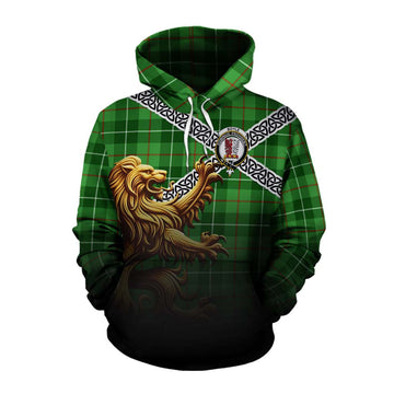 Boyle Crest Tartan Cotton Hoodie with Golden Lion Emblem Celtic Style Pullover Hoodie XS - Tartan Vibes Clothing